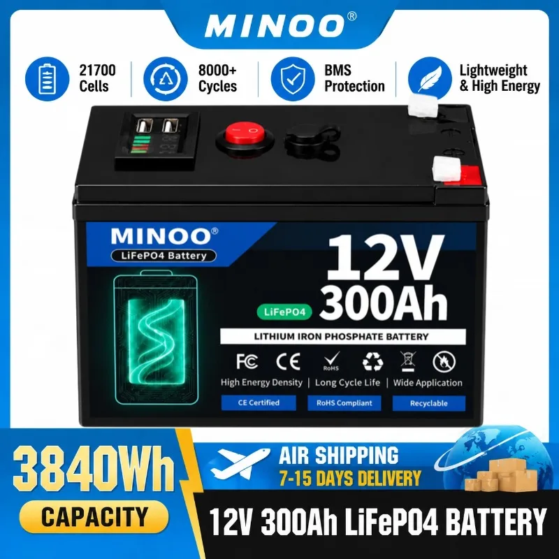 Lifepo4 12V 300Ah Deep Cycle - 12V 300Ah LiFePO4 Solar Battery Deep