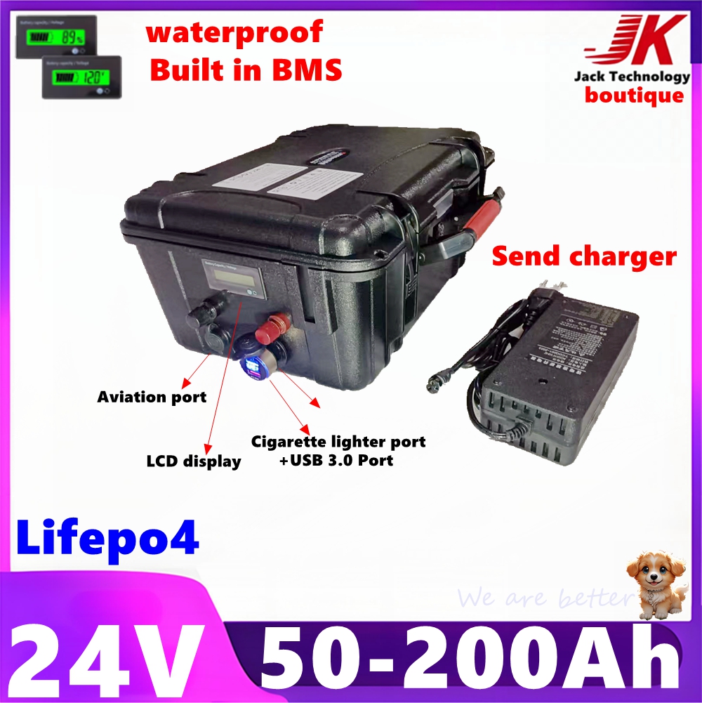 Lifepo4 Battery 24V 100Ah Trolling Motor - Waterproof 24V 50Ah 80Ah 100Ah 150Ah