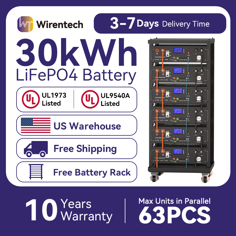 Wirentech 30.72KWh 48V 51.2V 1 - Lifepo4 48V 100Ah Server Rack 评论和价格