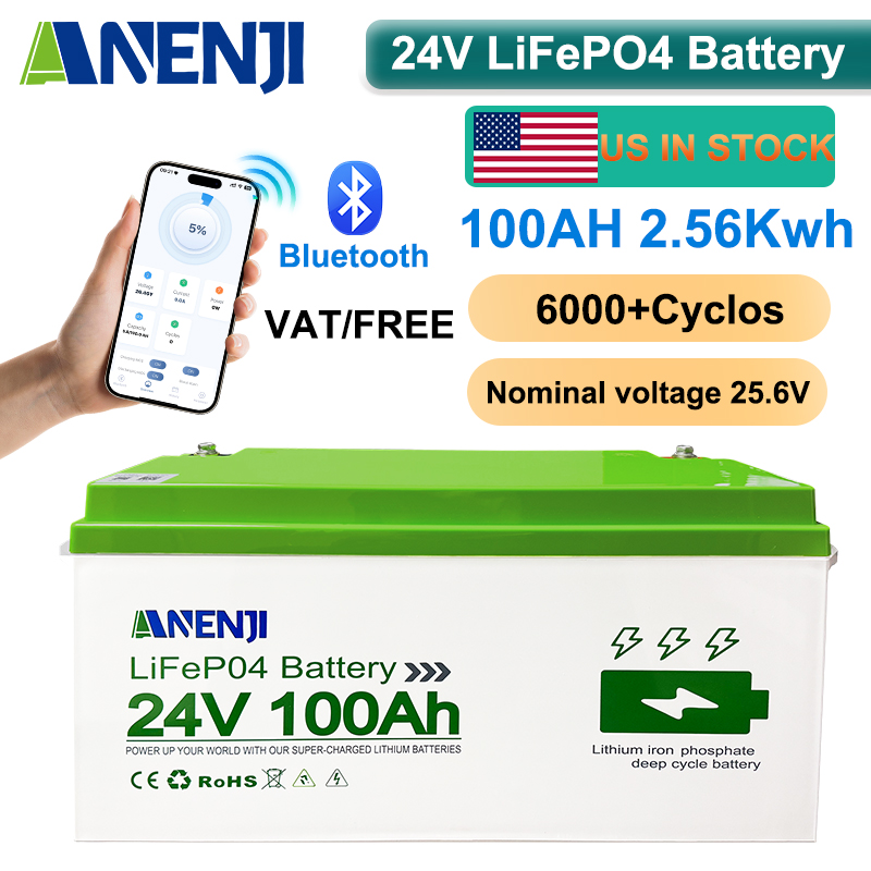 ANENJI 24V 100Ah 2560Wh Lithiu - Lifepo4 Battery 24V 100Ah Trolling Motor 评论和价格