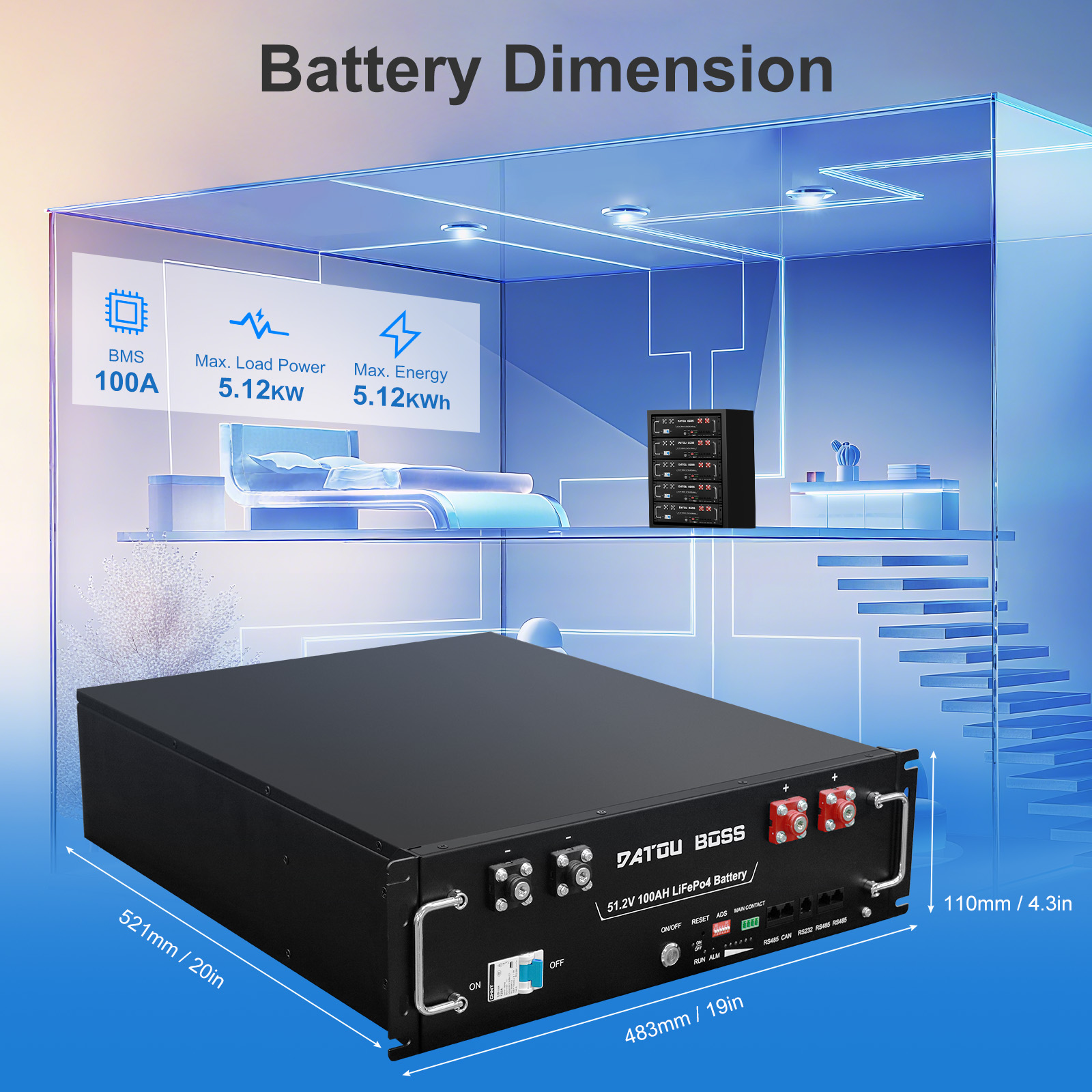 DATOUBOSS 48V 100Ah LiFePO4 Li - Lifepo4 48V 100Ah Server Rack 评论和价格