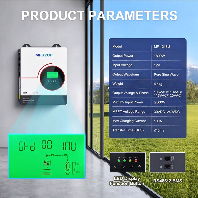 MFUZOP 1800W 12V Hybrid Solar  - Lifepo4 Battery 12V 100Ah 评论和价格