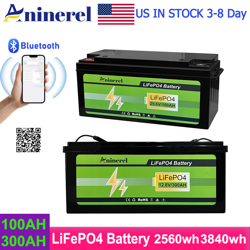 Aninerel 3840Wh 12V 300AH 24V  - Lifepo4 Battery 24V 100Ah Trolling Motor 评论和价格