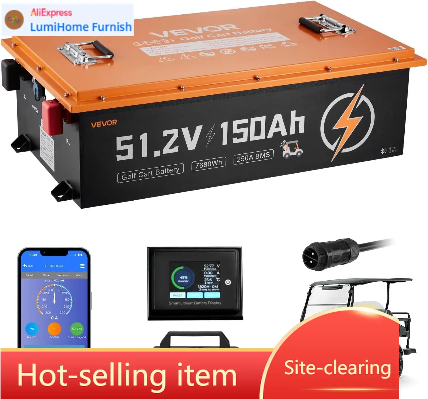 48V (51.2V) 150AH Lithium Golf - Lifepo4 Charger 48V 20A 评论和价格